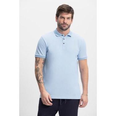 Imagem de Camisa polo masculina em piquet comfort Essendi - P, Azul claro, XG