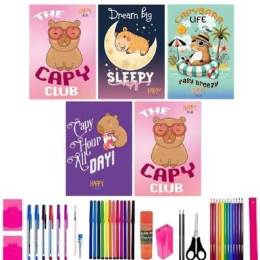 Imagem de Kit 10 Cadernos Brochurão Capivara 96 Folhas Com 40 Itens - 159206P261