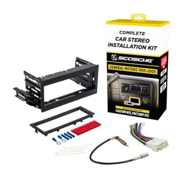 Imagem de Scosche GM9505CS Kit completo de instalação estéreo DIN único para caminhões e SUVs GM de tamanho completo selecionados não amplificados 1995-05 - sem controle remoto de volante - Consulte o guia de