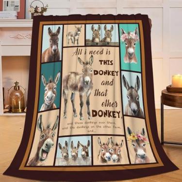 Imagem de Cobertor de burro, cobertor de flanela de flanela para decoração aconchegante de lã, felpudo, quente, macio, leve, presentes para amantes, meninas, mulheres, homens, meninos, sofá, 127 x 101 cm