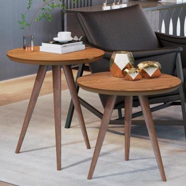 Imagem de Conjunto Mesa Lateral E Apoio Sala De Estar Freijó