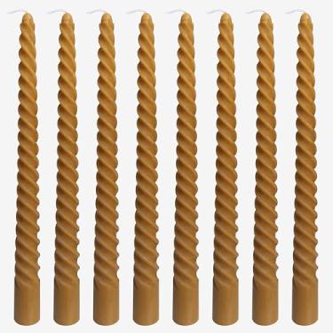 Imagem de Pacote com 8 velas cônicas marrons de 25,4 cm, castiçais de gotejamento sem cheiro de 25 cm para decoração de casa, queima de 6 a 7 horas