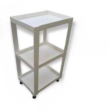 Imagem de Carrinho Auxiliar com Rodas 65,5cm - Carrinho Organizador Multiuso para Estética e Escritório - Preto/Branco/Rosa(Branco SEM Gaveta)