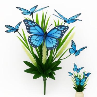 Imagem de Buquê Borboletas Colorida 40cm Floral Artificial Decoração (Azul)