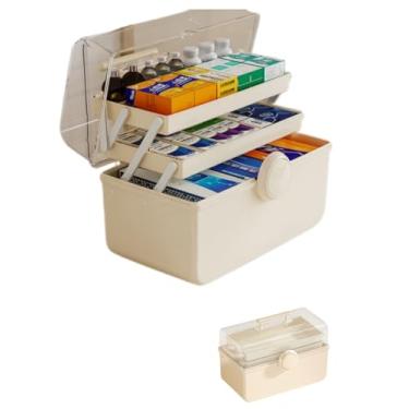 Imagem de CSSHUHUAN Organizador de armário de remédios portátil de 3 camadas, kit de primeiros socorros de plástico vazio, caixa de armazenamento de medicamentos para dormitório, casa, viagem, emergências