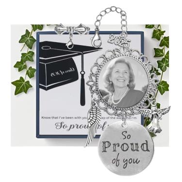 Imagem de Kit de artesanato de fotos DIY com pingente de borla de formatura 2025 com suporte de foto de cristal de asas de anjo para formatura (borla de prata)