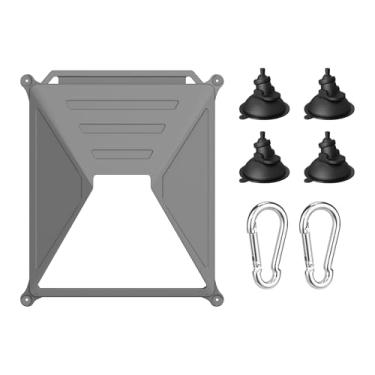 Imagem de Starlink Mini capa protetora e capa rígida com 4 ventosas + 2 mosquetões capa de silicone para Star Link Mini, acessórios de viagem leves à prova d'água (cinza)