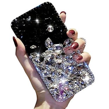 Imagem de AQZBIAIOU Capa de diamante brilhante para Google Pixel 9 Pro Fold, 3D, caseira, luxuosa, brilhante, cristal, strass, brilhante, glitter, pedras, totalmente transparente, capa traseira com protetor de
