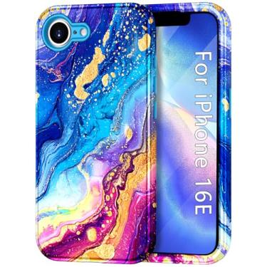 Imagem de Btscase Capa para iPhone 16e (2025), [Teste de queda de grau militar] Design de padrão de mármore fino resistente à prova de choque para mulheres meninas homens capa protetora anti-arranhões para