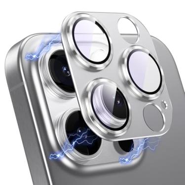 Imagem de Korecase [Pacote com 2 protetores de lente de câmera para iPhone 15 Pro Max/iPhone 15 Pro, vidro temperado 9H | Proteção contra quedas | Moldura de liga de alumínio | Forte aderência | Antiarranhões |