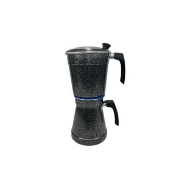 Imagem de Cafeteira Alumínio Tipo Italiana, Sifão, Cabo Luxo, 1,0 litro na cor Cinza Craqueado.