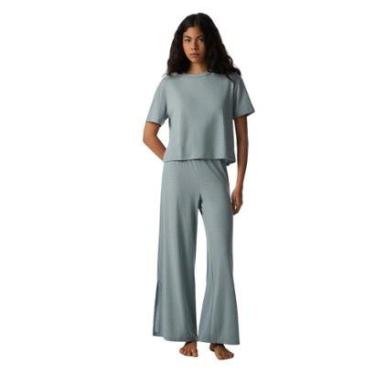 Imagem de Pijama Longo Feminino Hering Canelada Verde-Feminino