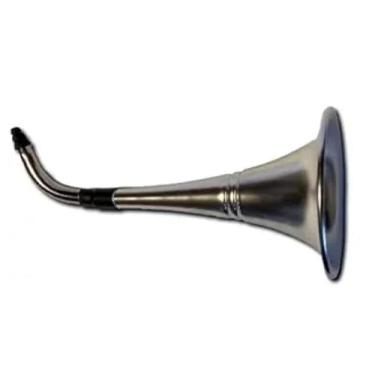 Imagem de Presente de mordaça de trompete auricular, metal preto/prata, novo aparelho auditivo, truque do dia da mentira.