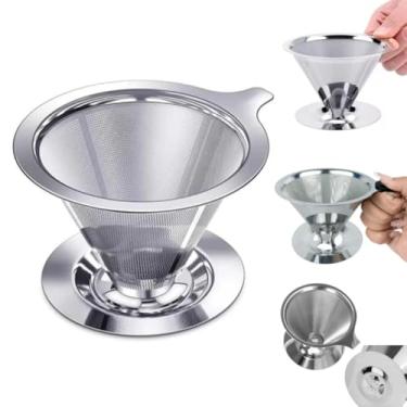Imagem de Coador Filtro De Café 103 Inox Peneira Aço Reutilizável Dúravel Sem Uso De Papel Premium