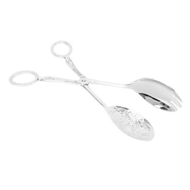 Imagem de Generic Pinças de Servir Pequenas, Pinças de Colher de Salada Antiderrapante Fácil de Limpar Uso Versátil Estilo Europeu para Festa para Bolo Pão Frutas (Prata)