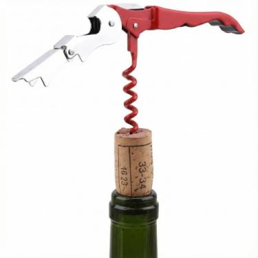 Imagem de Saca-Rolhas de Inox 2 Estágios 13cm x 2cm - Vermelho