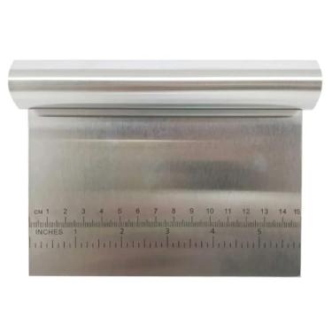 Imagem de Espátula Profissional de Aço Inox 15 cm com Régua Medidora para Confeitaria Massas e Legumes Lâmina Resistente à Temperatura