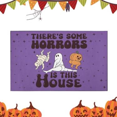 Imagem de Tapete de porta de Halloween, capachos engraçados de Halloween,Tapete de boas-vindas - Capacho antiderrapante para halloween, tapete assustador para áreas internas e externas, para varanda frontal, su