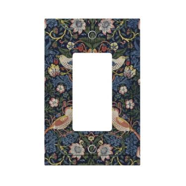 Imagem de HLCoChT Capas de interruptor de luz de arte decorativa William Morris's Flowers and Birds" 1 Gang Rocker Outlet Placa decorativa para interruptores de luz GFCI