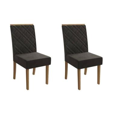 Imagem de Cadeira Sala De Jantar Gardênia 2cad149 Madeirado Kit 2 Un Canela/suede Grafite - Kappesberg