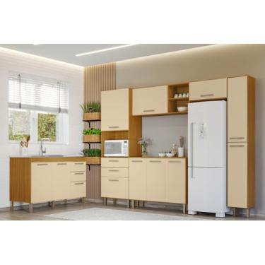 Imagem de Cozinha Completa Antonella+Balcão Para Pia S/Tampo Carvalho/Off White 