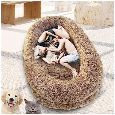 Imagem de LULUMAIC Camas redondas para cães para cães, cama de cachorro humano, cama de tamanho grande para adultos e animais de estimação, camas gigantes macias para cães com