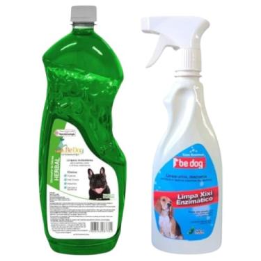 Imagem de Kit 1 Limpa Xixi Enzimático Cachorro 500ml + 1 Desinfetante 2L - Herbal - Be Dog