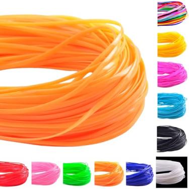 Imagem de Cordões de corda Gimp Corda Boondoggle 100 peças, 1 metro, laranja, 2,5 x 1 mm, cordão de plástico para pulseira, colar, chaveiro, artesanato, conjunto de cordas planas