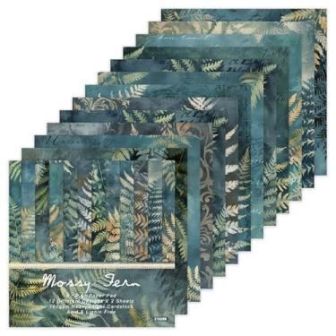 Imagem de Bloco de papel para scrapbook floresta aquarela - 15 x 15 cm, 24 folhas, madeira verde, papel de artesanato estampado para diário de lixo, colagem, confecção de cartões e projetos de mídia mista