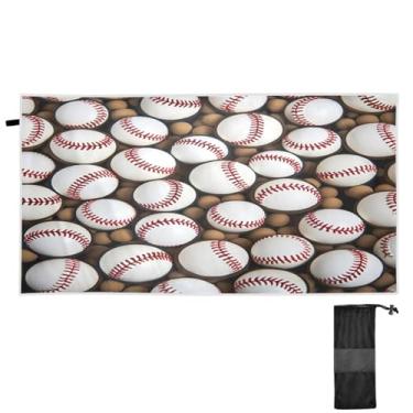 Imagem de ATTX Toalha de praia com padrão de bolas de beisebol 79 x 188 cm - Cobertor de microfibra leve de secagem rápida e resistente à areia para piscina, ioga, academia e viagens | Esportes de banho de