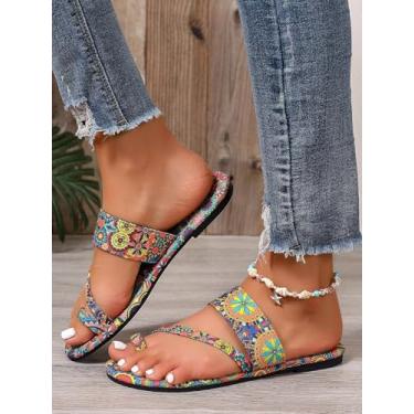 Imagem de Chinelos femininos de verão - Sandálias casuais de praia com sola macia, na moda, Múltiplas, 37