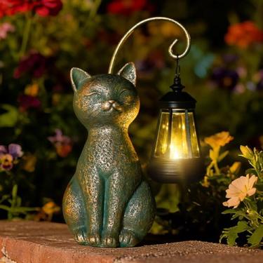 Imagem de RS FURISON Estátuas decorativas com luz solar (gato