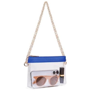 Imagem de Unilily Bolsa transparente para eventos em estádios, bolsa pequena transparente aprovada para estádios para mulheres, bolsa transversal para shows e esportes, Azul, Medium, Transversal