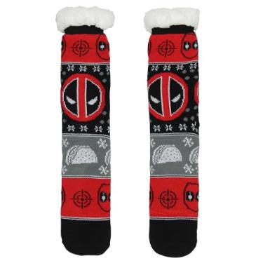 Imagem de Hyp Marvel Comics Deadpool Suéter masculino de tricô Deadpool Tacos Faux Shearling Meias Pantufas Grossas, Deadpool V1, tamanho �nico