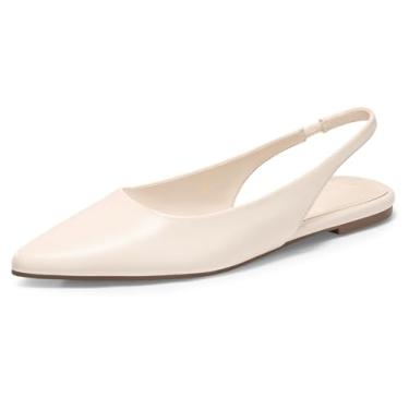 Imagem de Coutgo Sapatilhas femininas com bico fino e fechado, sapatilhas, confortáveis, sem cadarço, para trabalho, Bege, 41