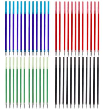 Imagem de Recargas de caneta esferográfica 48 x 4 em 1 - multifuncional - 0,5 mm - tinta preta, azul, vermelha, verde, refil padrão internacional, para escola, escritório (48 peças)