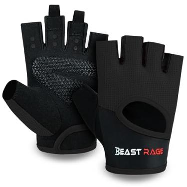 Imagem de BEAST RAGE Luvas de fitness respiráveis para homens e mulheres luvas de levantamento de pesos de treino de ginástica antiderrapante Crossfit Musculation Cycling (M, preto)