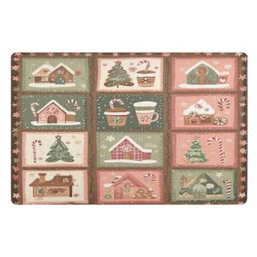 Imagem de STAYTOP Merry Christmas Tapete de porta para entrada externa 81 x 50 cm, tapete de boas-vindas ao ar livre/interno, tapetes de banho fofos, capacho frontal antiderrapante para entrada, pátio, áreas de