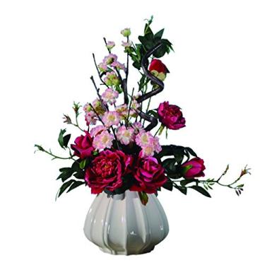 Imagem de Decoração de flores artificiais flores de cerejeira artificiais em vasos, usadas para sala de estar, escritório, hotel, quarto, altura, 51 cm, flor artificial de seda, bonsai falso