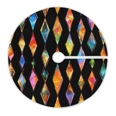 Imagem de Qilmy Saia de árvore de Natal em bloco colorido de carnaval 90 cm, camurça para árvore de Natal, adequada para decoração de armário em ambientes internos e externos, festas, escritórios, lojas