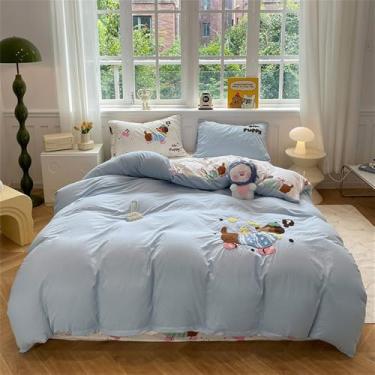 Imagem de XLCZMYL Jogo de cama de gato fofo, adulto, marrom, rosa, fofo, tamanho casal, tamanho casal, 5, 1,2 m, 150 x 200