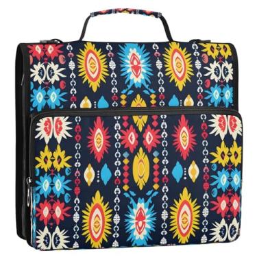 Imagem de CEBUGI Fichário de 3 anéis com zíper com alça de ombro, pasta de arquivo expansível de 3,8 cm, anéis D, para escola, escritório, flor