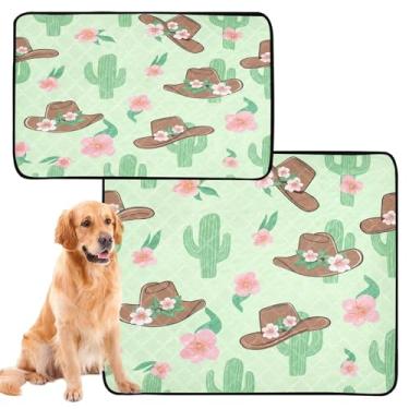 Imagem de CEBUGI Almofadas de xixi laváveis para cães, pacote com 3, almofadas impermeáveis para filhotes de cachorro, antiderrapante, à prova de vazamento, para cama de cercadinho, chapéus de caubói florais