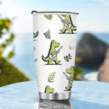 Imagem de Copos isolados, caneca de café, copo de viagem, garrafa de água, presentes para Natal, aniversário, dia das crianças, presente de aniversário, dinossauro, 590 ml, metal gelado, quente e frio, alça