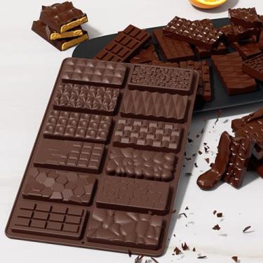 Imagem de Moldes de chocolate Break-Apart | Barra de moldes de chocolate de silicone | Moldes antiaderentes para doces, moldes de barra de cereais nutricionais, moldes de barra de chocolate resistentes ao calor