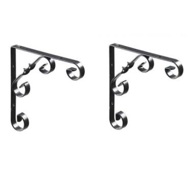 Imagem de Kit 2 Und Mão Francesa Colonial 20Cm em Aço Preto Multivisão