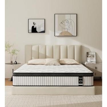 Imagem de PHYAIR Colchão duplo, colchões brancos híbridos de 30 cm, colchão de mola de espuma viscoelástica de gel em uma caixa, alívio de pressão firme médio