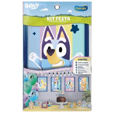 Imagem de Kit Festa em Casa Bluey Decoração Completa 24 Peças Festcolor - Inspire Sua Festa Loja