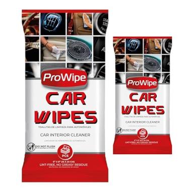 Imagem de Prowipe Toalhetes de limpeza de carro – limpador de interior de carro, limpador de painel, 2 x 40-80 unidades, lenços sem resíduos para superfícies internas, do painel a assentos de couro, acessórios
