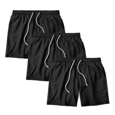 Imagem de Kit 3 Shorts Bermuda Masculino Tactel Liso Praia Academia-Masculino